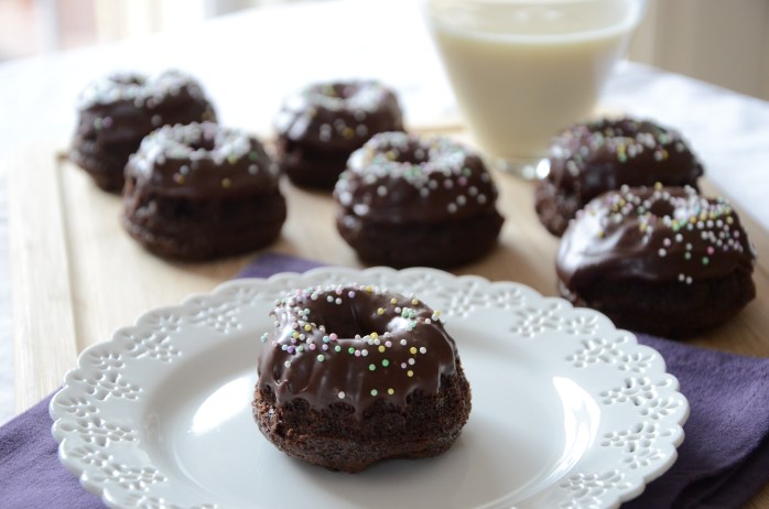 Chocolate Dipped Baked Doughnuts